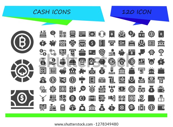 Cash Icon Set 120 Filled Cash Stock Vector Royalty Free 1278349480 - 